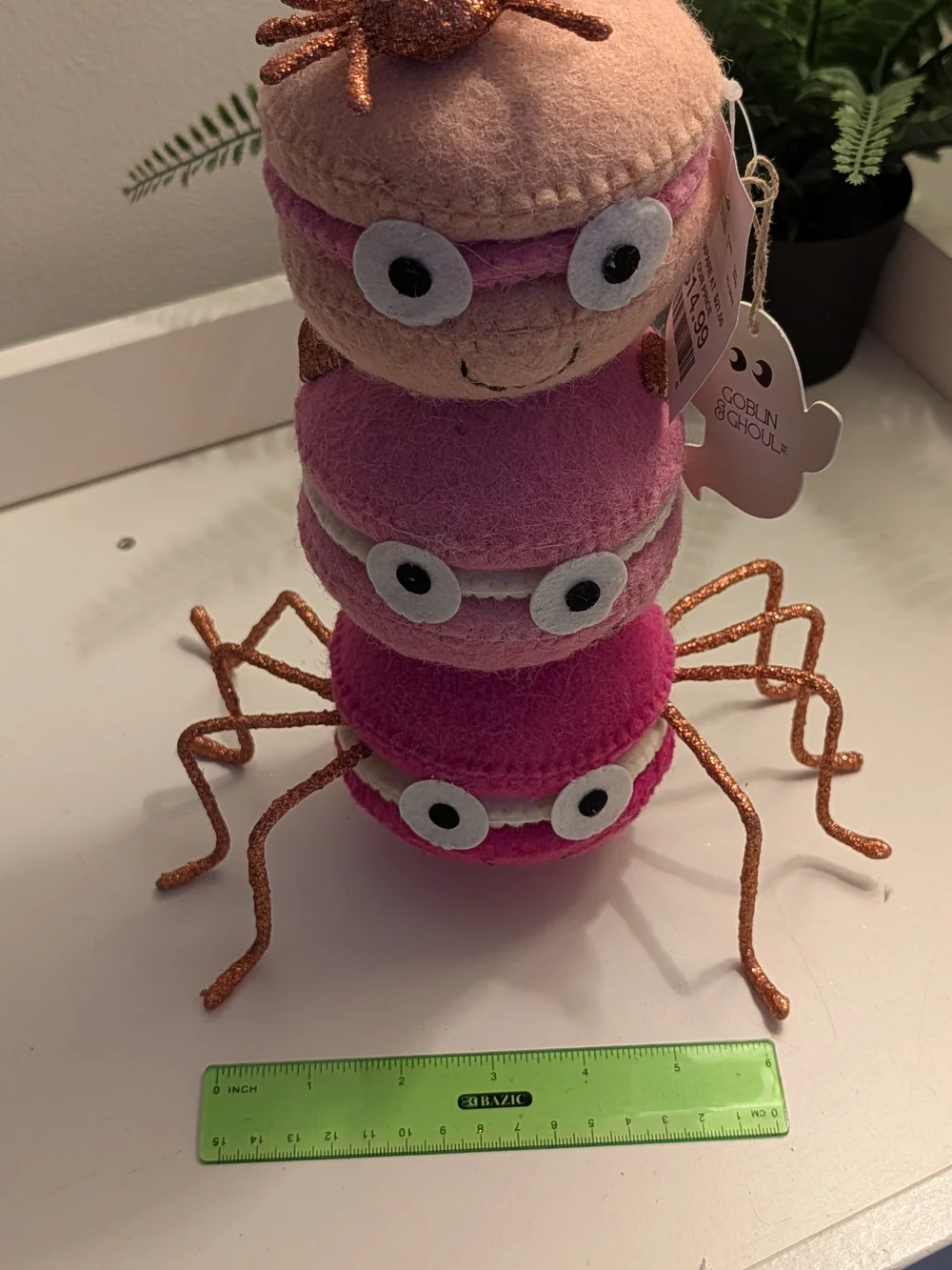 Pink Stacked Plush Spider Toy - Kids